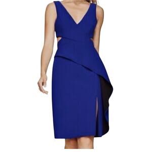 BCBGMaxAzria 02 Riya cutout peplum v neck cocktail dress D2 2329